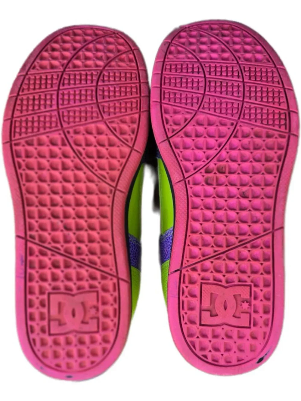 DC Shoes Destroyer Womens 9 Neon Color Block Skate Sneakers Purple Pink Scene